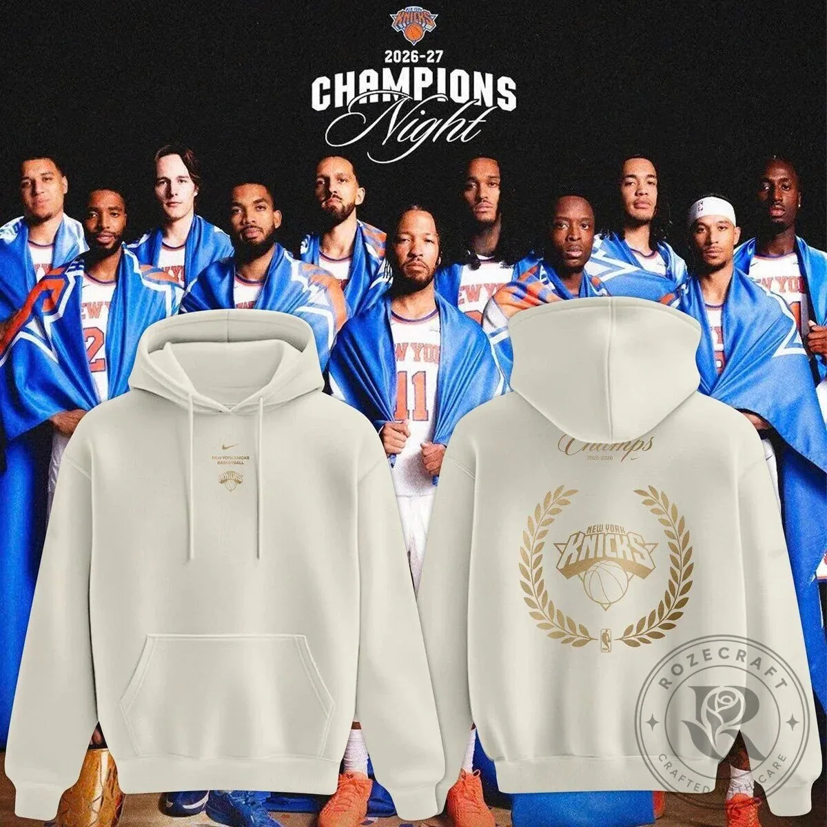 New York Knicks 2026 Champions Night White Hoodie