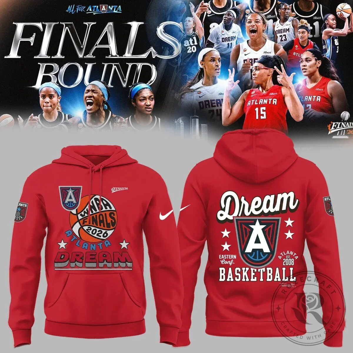 2026 WNBA Finals Red Hoodie for Atlanta Dream Basketball Team
