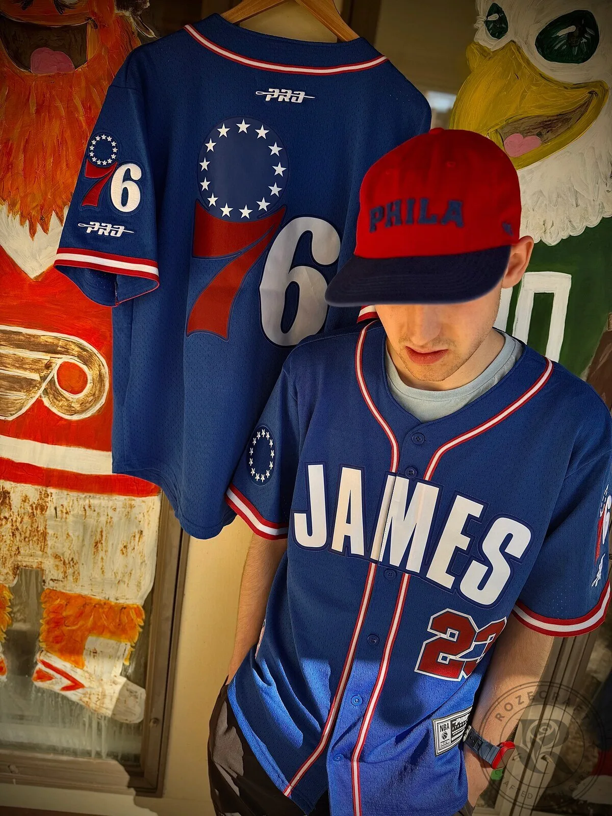 Philadelphia 76ers LeBron James Throwback Mesh Baseball Jersey
