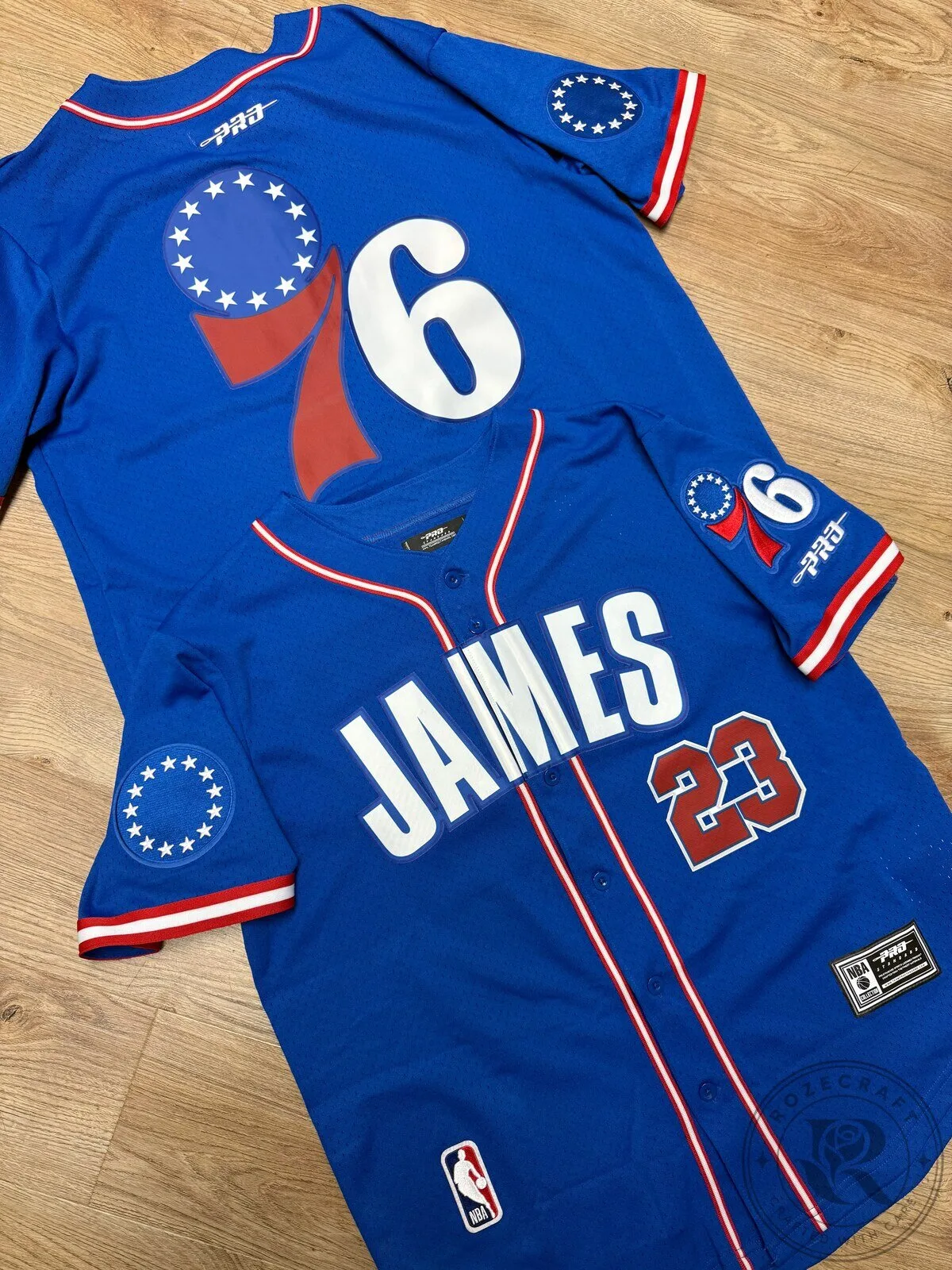 Philadelphia 76ers LeBron James Throwback Mesh Baseball Jersey 5 Philadelphia 76ers LeBron James Throwback Mesh Baseball Jersey