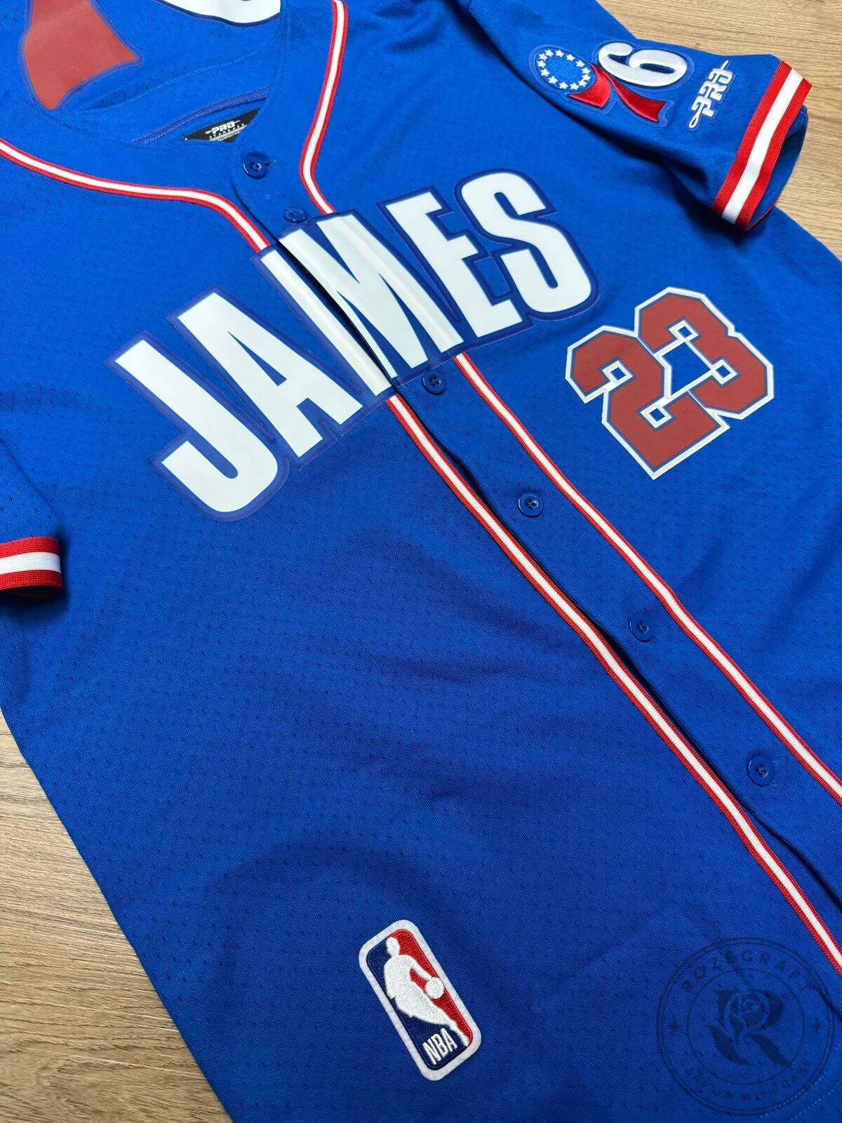 Philadelphia 76ers LeBron James Throwback Mesh Baseball Jersey 6 Philadelphia 76ers LeBron James Throwback Mesh Baseball Jersey