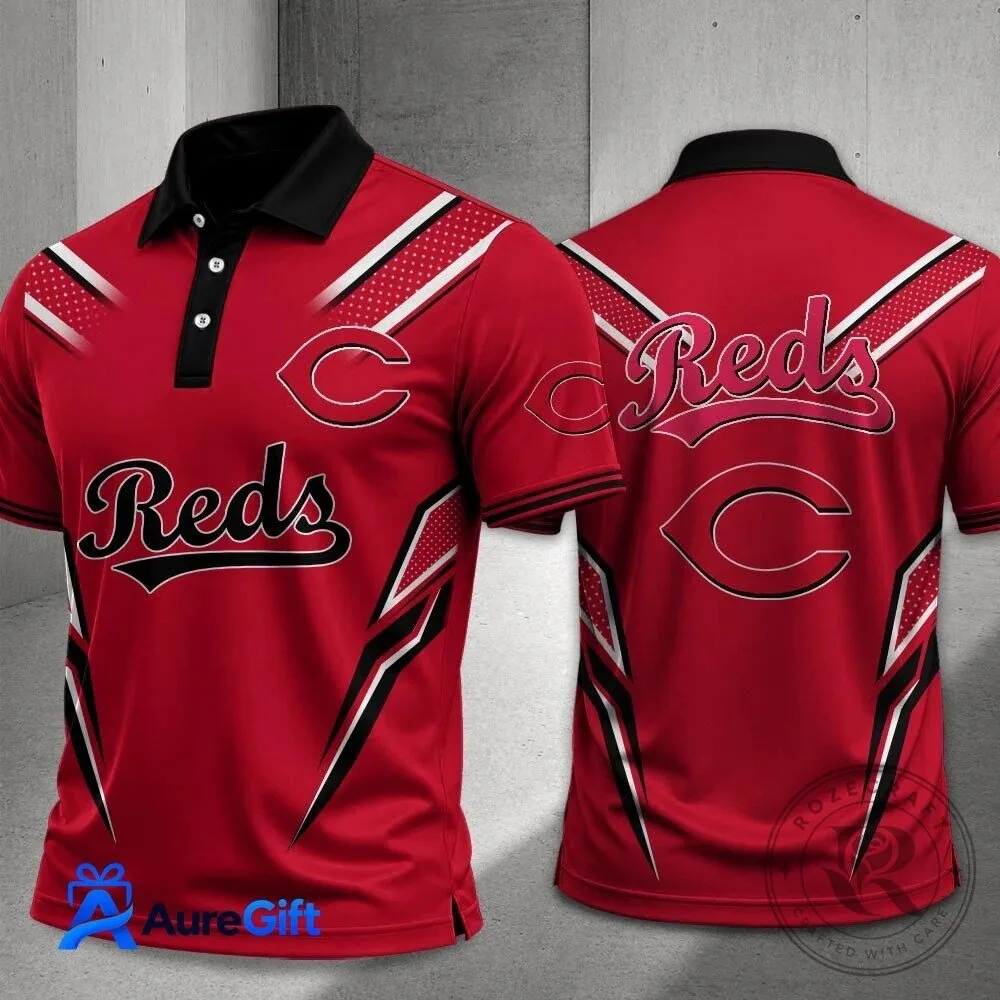 Cincinnati Reds Baseball Team Red Custom Name And Number Polo Shirt