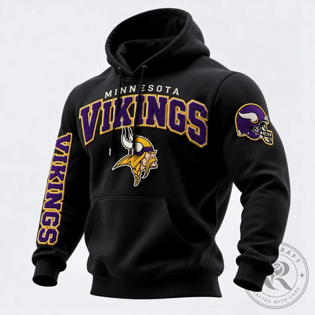 Minnesota Vikings Football Team Logo Black Pullover Hoodie for Men Minnesota Vikings Football Team Logo Black Pullover Hoodie for Men
