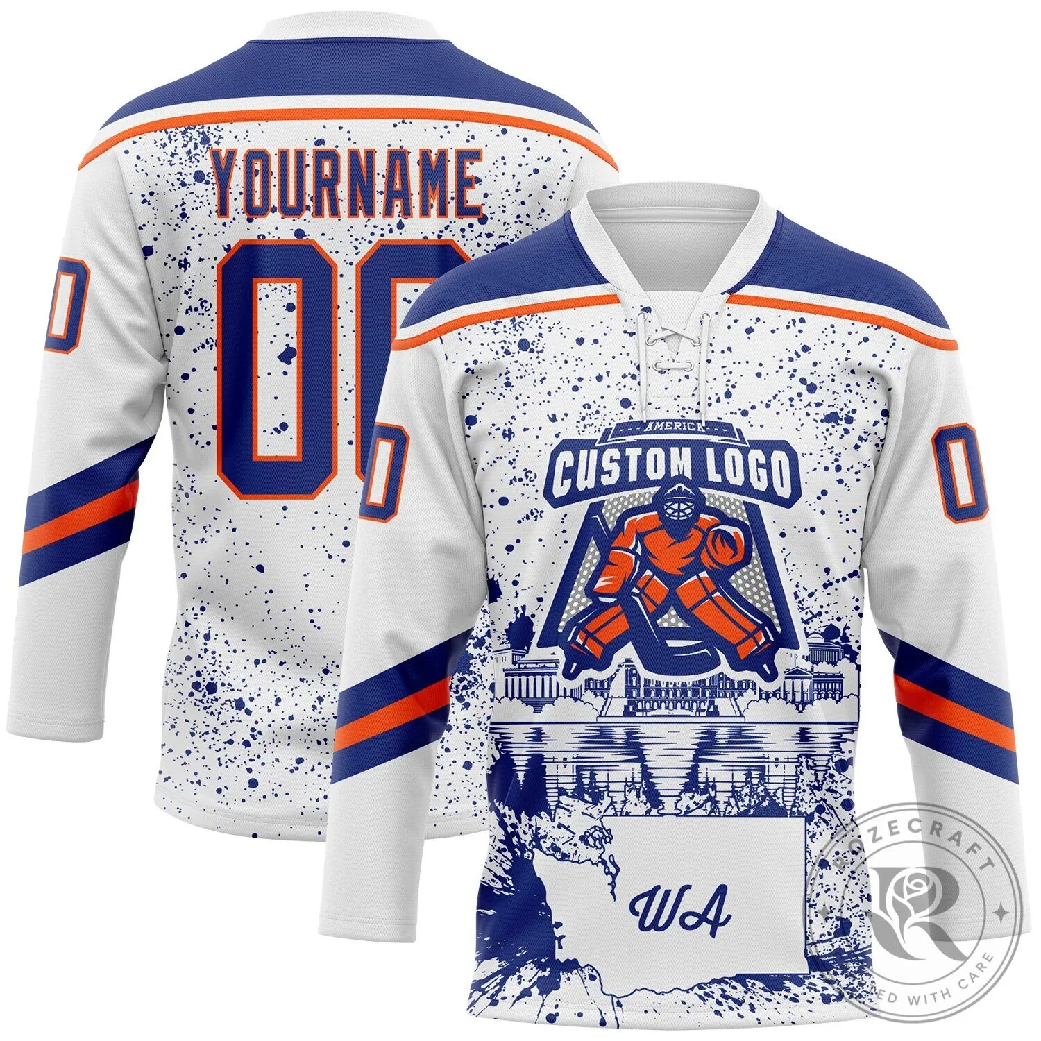 Washington DC City Skyline State Pride Paint Splatter White Hockey Jersey 8 Washington DC City Skyline State Pride Paint Splatter White Hockey Jersey