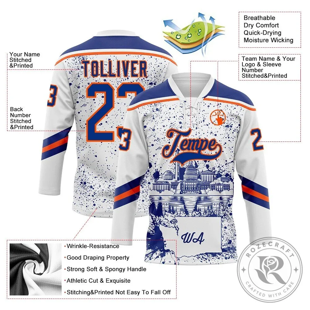Washington DC City Skyline State Pride Paint Splatter White Hockey Jersey 11 Washington DC City Skyline State Pride Paint Splatter White Hockey Jersey