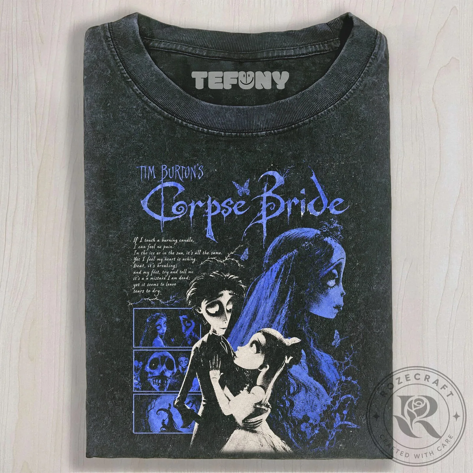 Tim Burton's Corpse Bride Movie Poster Art Black Washed T-Shirt
