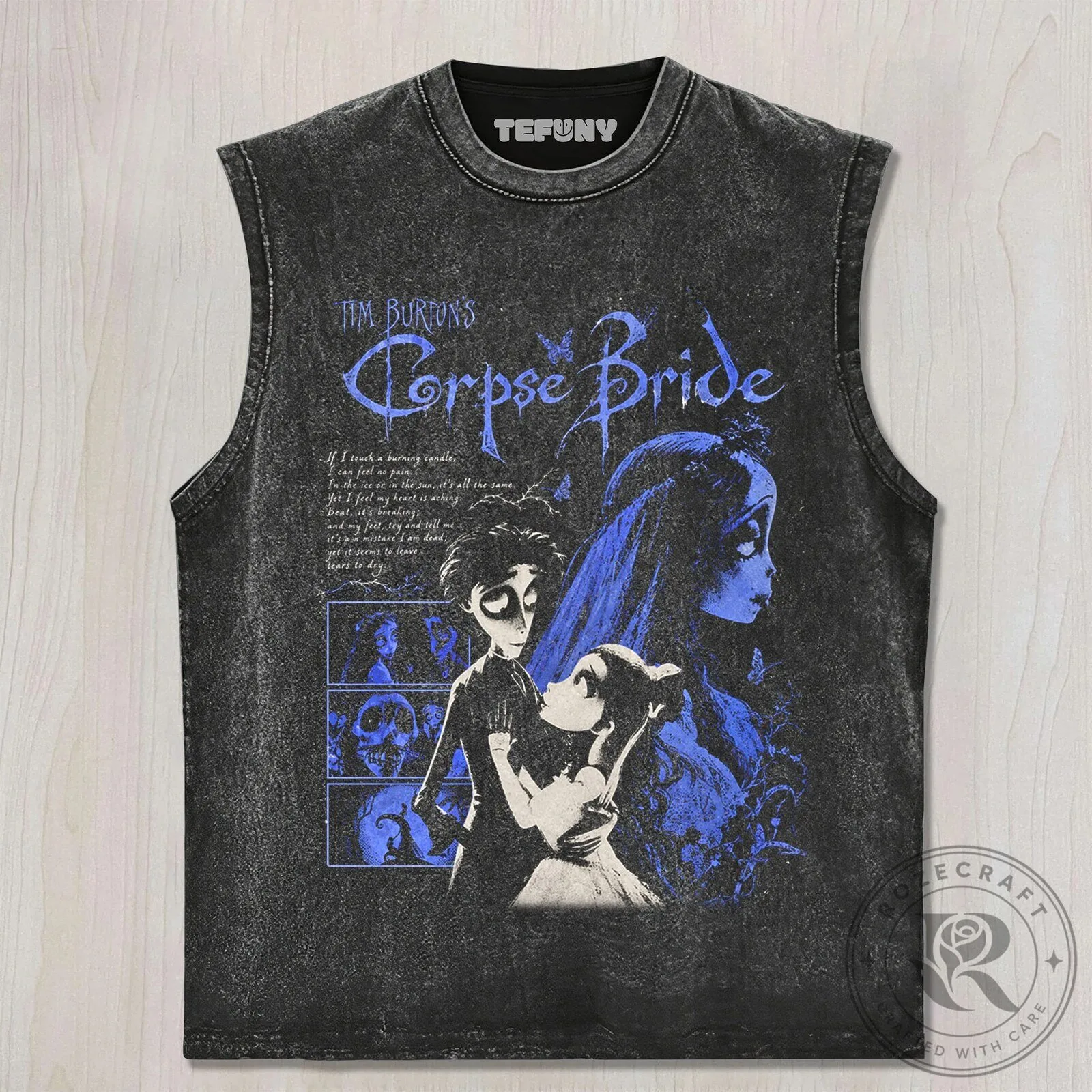 Tim Burton's Corpse Bride Movie Poster Art Black Washed T-Shirt 10 Tim Burton
