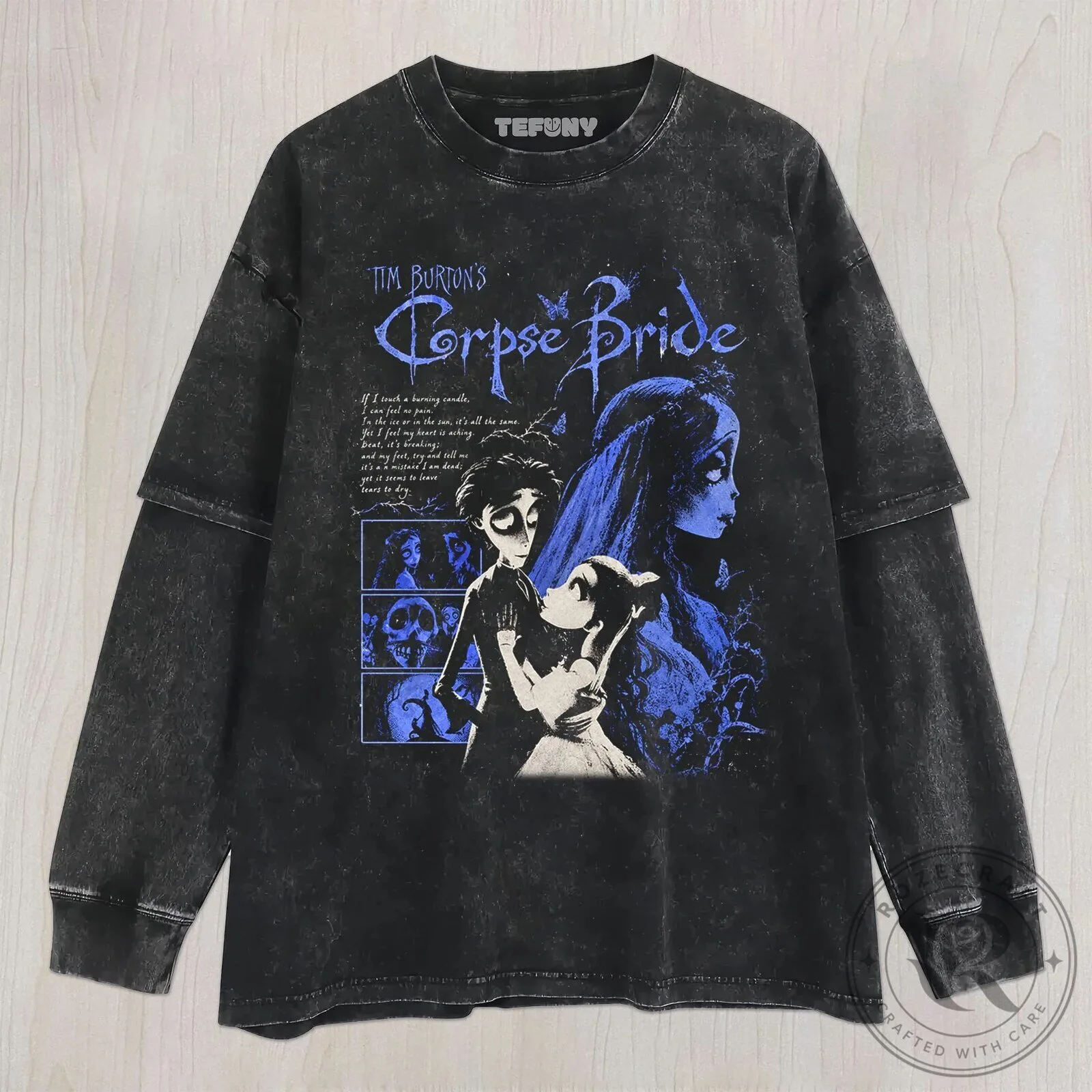 Tim Burton's Corpse Bride Movie Poster Art Black Washed T-Shirt 11 Tim Burton