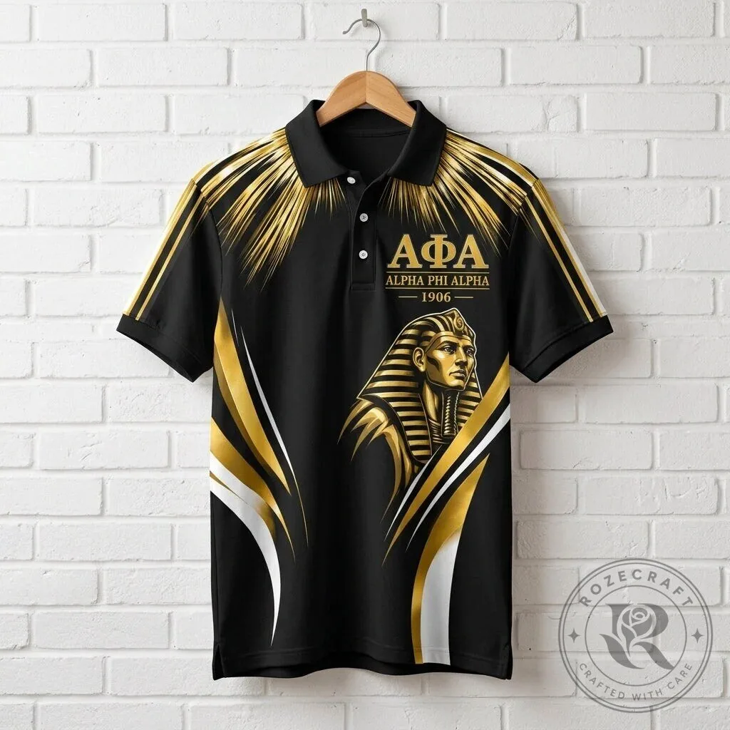 Black and Gold Pharaoh Polo Shirt of Alpha Phi Alpha Fraternity 11 Black and Gold Pharaoh Polo Shirt of Alpha Phi Alpha Fraternity