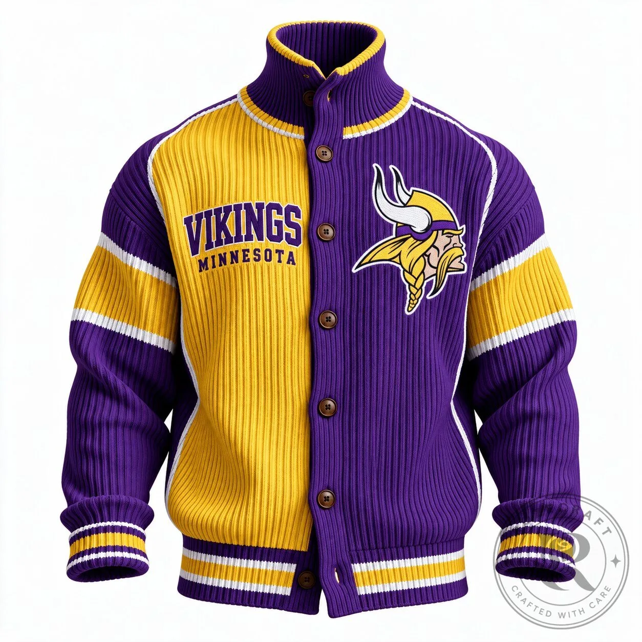 Minnesota Vikings Varsity Style Knit Button-Up Jacket