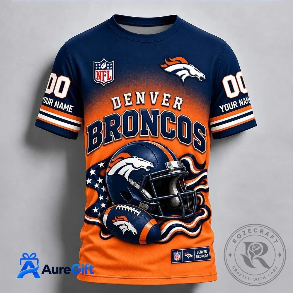 Denver Broncos Football Team Personalized Name and Number Fan T-Shirt