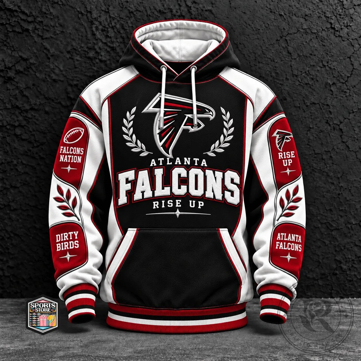 Atlanta Falcons Football Team Black and Red Design Hoodie